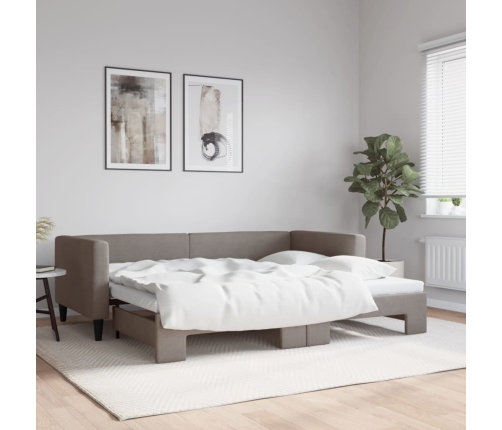 Sofá cama nido tela gris taupe 90x200 cm