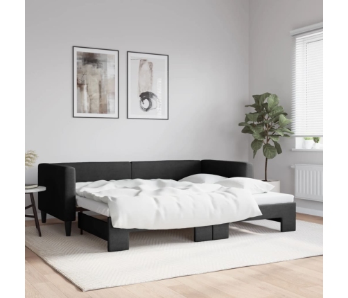 vidaXL Sofá cama nido tela negro 90x190 cm