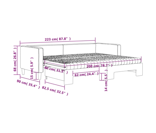 vidaXL Sofá cama nido con colchón tela gris oscuro 80x200 cm