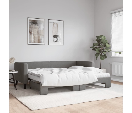 vidaXL Sofá cama nido con colchón tela gris oscuro 80x200 cm