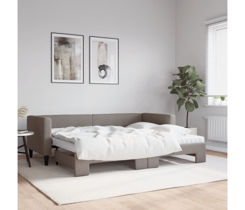 Sofá cama nido con colchón tela gris taupe 80x200 cm