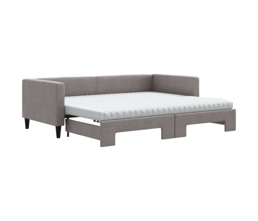 vidaXL Sofá cama nido con colchón tela gris taupe 90x200 cm