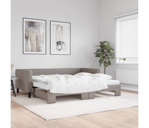 vidaXL Sofá cama nido con colchón tela gris taupe 90x200 cm