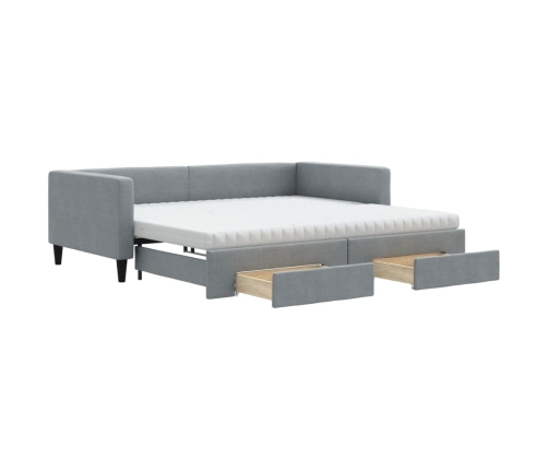 Sofá cama nido con cajones tela gris claro 100x200 cm