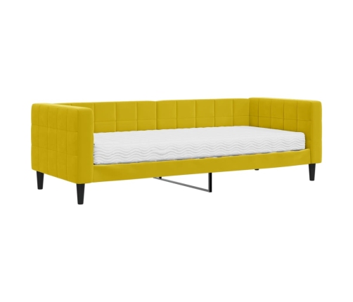 Sofá cama con colchón terciopelo amarillo 80x200 cm