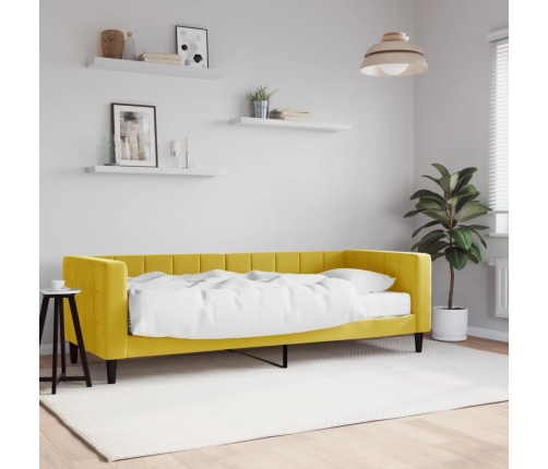 Sofá cama con colchón terciopelo amarillo 80x200 cm