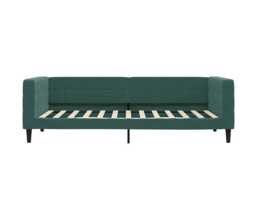 Sofá cama con colchón terciopelo verde oscuro 90x200 cm