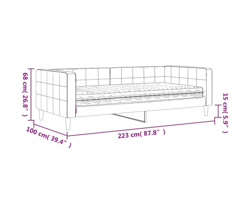 Sofá cama con colchón terciopelo rosa 90x200 cm