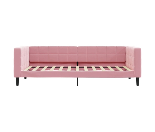 Sofá cama con colchón terciopelo rosa 90x200 cm