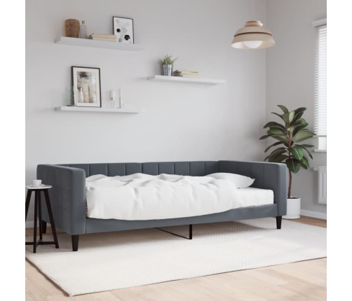 Sofá cama con colchón terciopelo gris oscuro 100x200 cm