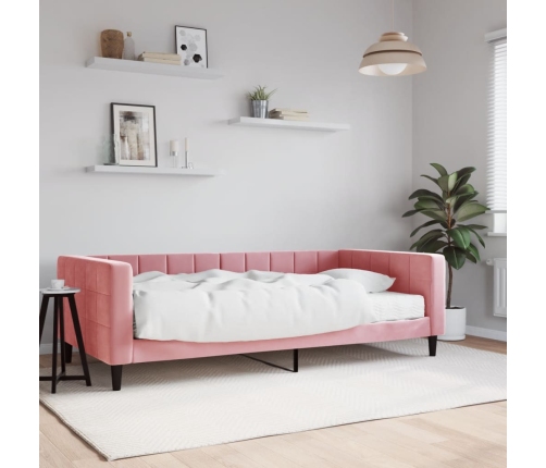 Sofá cama con colchón terciopelo rosa 100x200 cm