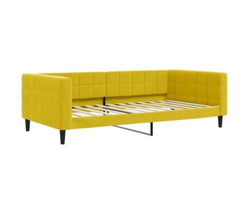 Sofá cama con colchón terciopelo amarillo 100x200 cm
