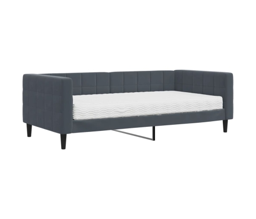 Sofá cama con colchón terciopelo gris oscuro 90x190 cm