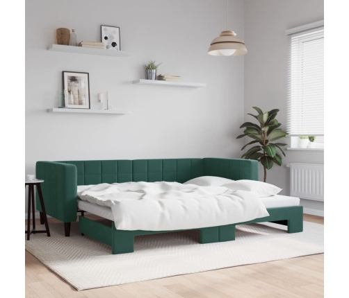 Sofá cama nido terciopelo verde oscuro 90x200 cm