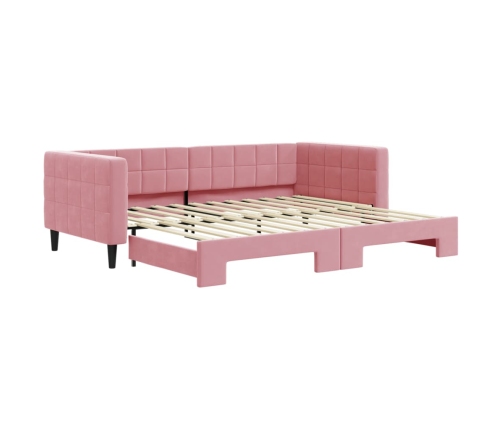 Sofá cama nido terciopelo rosa 90x200 cm