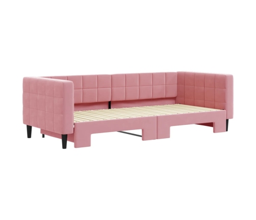 Sofá cama nido terciopelo rosa 90x200 cm