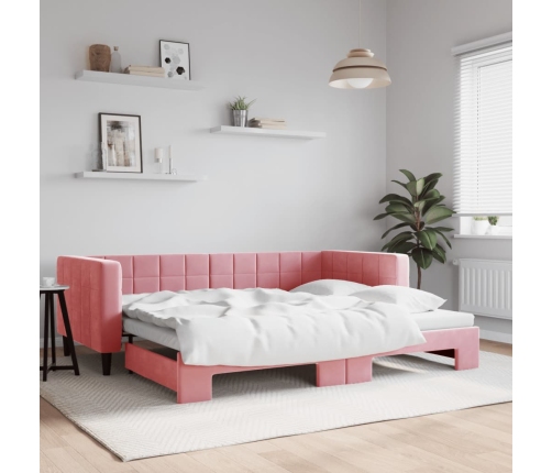 Sofá cama nido terciopelo rosa 90x200 cm