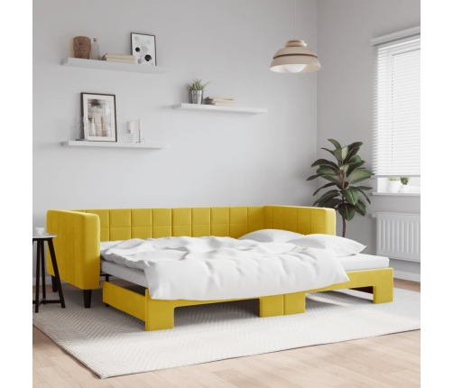 Sofá cama nido terciopelo amarillo 90x200 cm