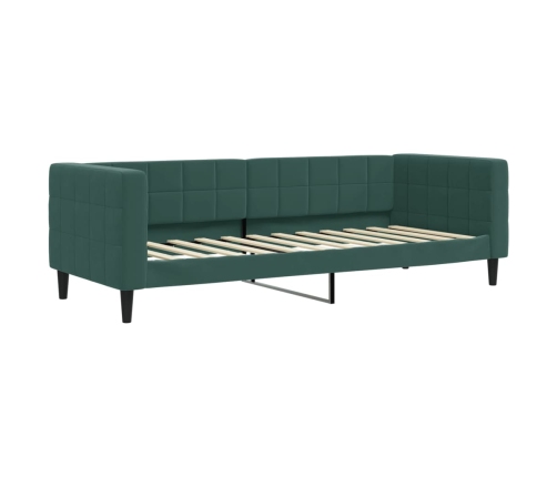 Sofá cama nido con colchón terciopelo verde oscuro 80x200 cm