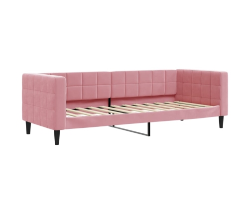 Sofá cama nido con colchón terciopelo rosa 80x200 cm