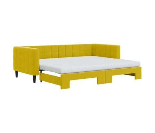 Sofá cama nido con colchón terciopelo amarillo 90x200 cm