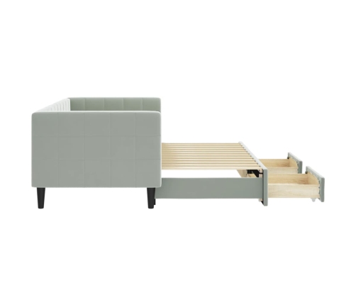 Sofá cama nido con cajones terciopelo gris claro 80x200 cm