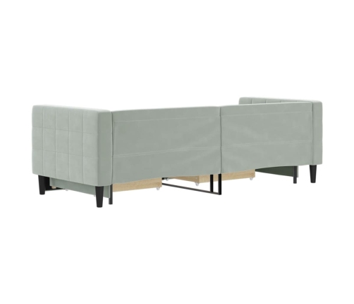 Sofá cama nido con cajones terciopelo gris claro 80x200 cm