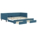 Sofá cama nido con cajones terciopelo azul 100x200 cm