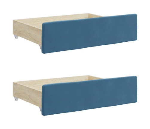 Sofá cama nido con cajones terciopelo azul 100x200 cm
