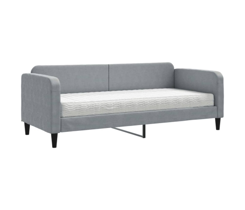 vidaXL Sofá cama con colchón tela gris claro 80x200 cm