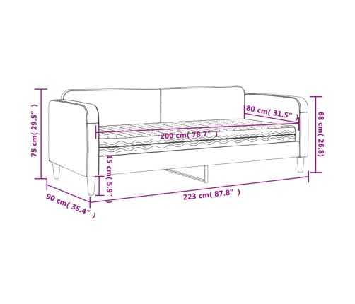 vidaXL Sofá cama con colchón tela gris claro 80x200 cm