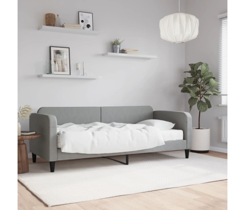 vidaXL Sofá cama con colchón tela gris claro 80x200 cm