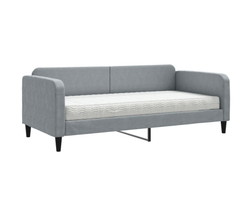 vidaXL Sofá cama con colchón tela gris claro 90x200 cm