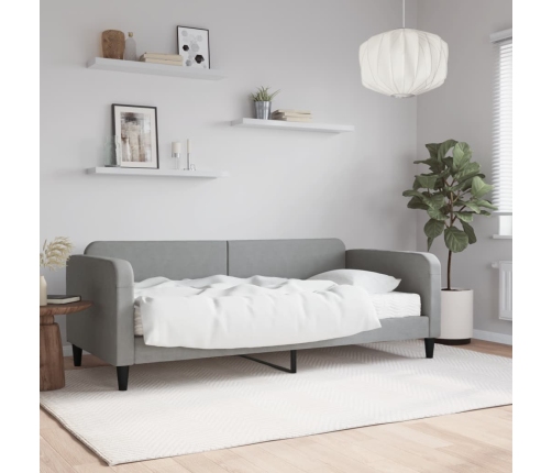 vidaXL Sofá cama con colchón tela gris claro 90x200 cm