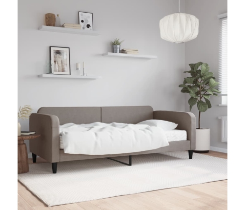 Sofá cama con colchón tela gris taupe 90x200 cm