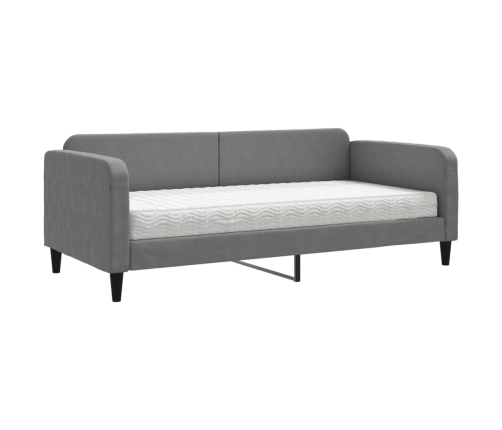 vidaXL Sofá cama con colchón tela gris oscuro 90x190 cm