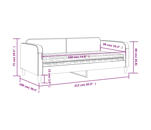 vidaXL Sofá cama con colchón tela gris oscuro 90x190 cm