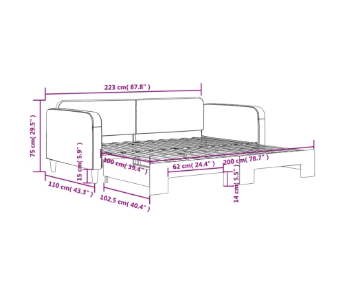 vidaXL Sofá cama nido tela gris oscuro 100x200 cm