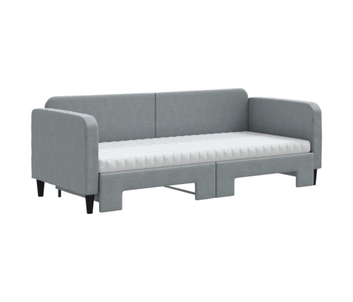 Sofá cama nido con colchón tela gris claro 80x200 cm