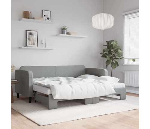 Sofá cama nido con colchón tela gris claro 80x200 cm