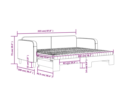 vidaXL Sofá cama nido con colchón tela gris claro 90x200 cm