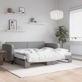 Sofá cama nido con colchón tela gris claro 90x200 cm