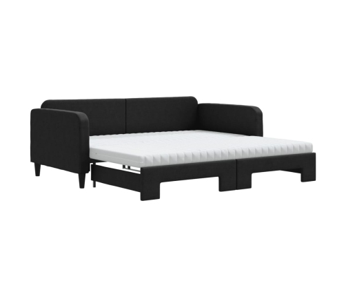 Sofá cama nido con colchón tela negro 100x200 cm