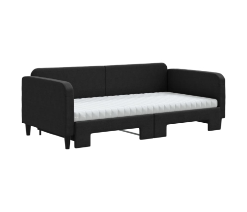Sofá cama nido con colchón tela negro 100x200 cm