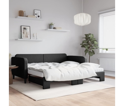 Sofá cama nido con colchón tela negro 100x200 cm