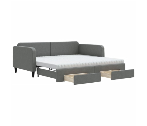 vidaXL Sofá cama nido con cajones tela gris oscuro 100x200 cm