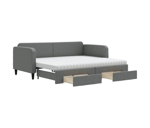 vidaXL Sofá cama nido con cajones tela gris oscuro 90x190 cm