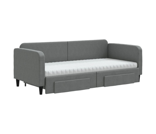 vidaXL Sofá cama nido con cajones tela gris oscuro 90x190 cm