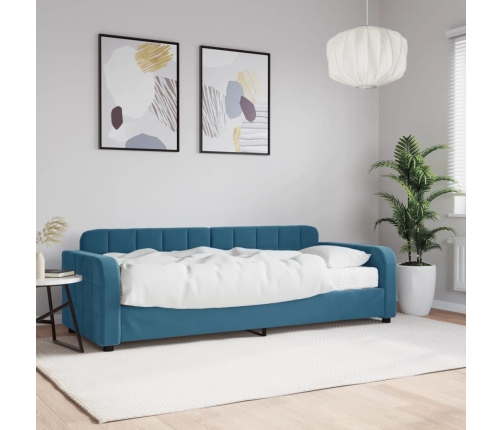 Sofá cama con colchón terciopelo azul 80x200 cm