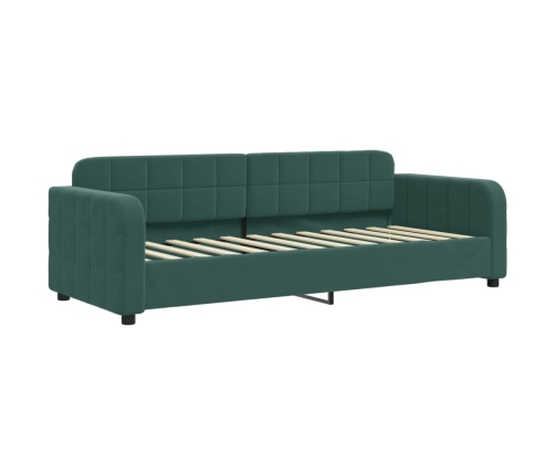 Sofá cama con colchón terciopelo verde oscuro 80x200 cm